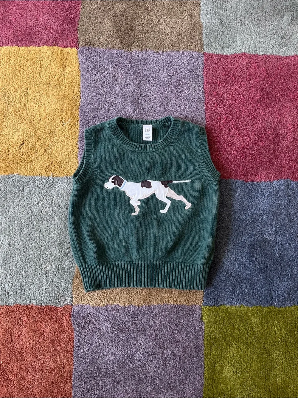 GAP Dark Green Sleeveless Dog Knit Vest
